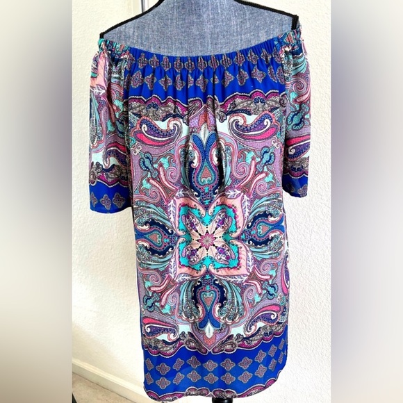 Evereve Allison Joy BOHO Off-Shoulder Shift Dress EUC - Picture 1 of 5